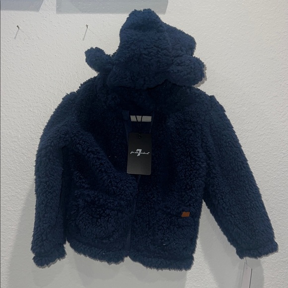 7 For All Mankind Deep Blue Fuzzy Jacket - Picture 3 of 4